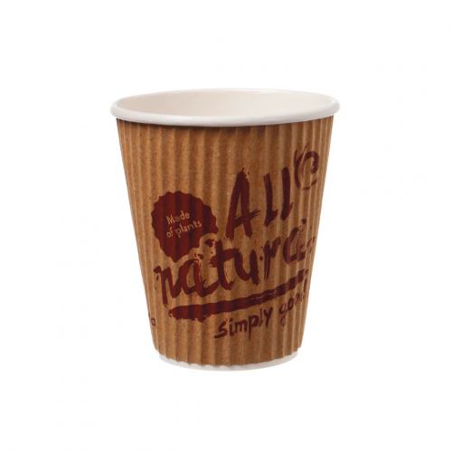 Doppelwand Riffel Kaffee Becher  "All Natural" 0,2L Ø 8,0cm Klimaneutral #kunststoffrei